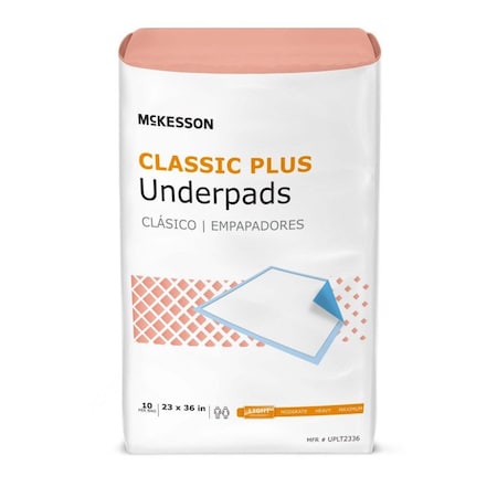 Mckesson McKesson Classic Light Absorbency Underpad, 23 x 36 Inch, 10PK UPLT2336